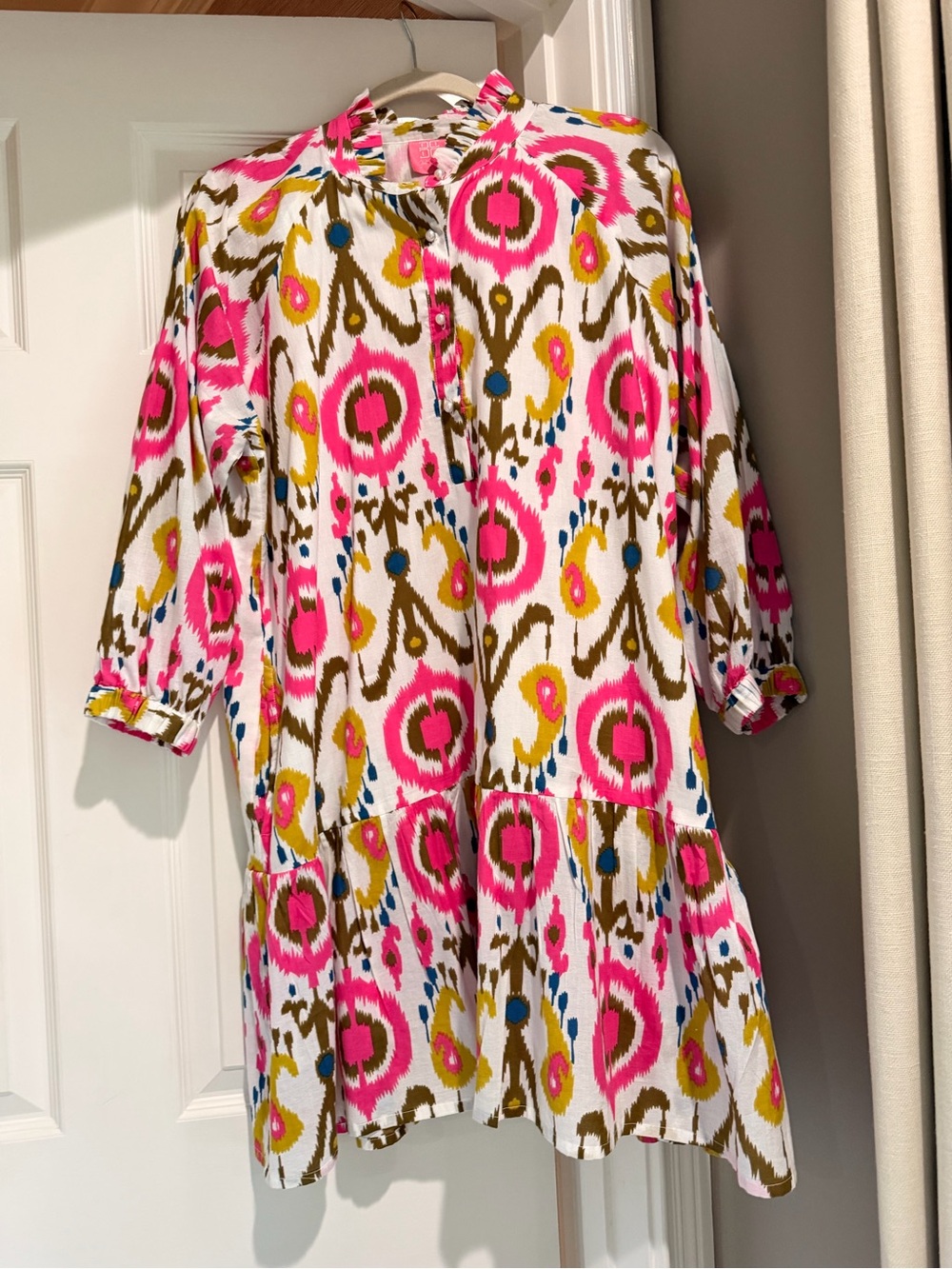 Just Darviny Pink Multicolor ikat Patterned Dress